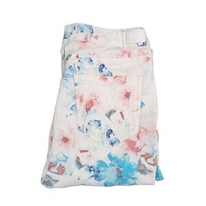Truth & Theory Tie Dye Floral Jeans White with Pink and Blue Size 8 Inseam 27"